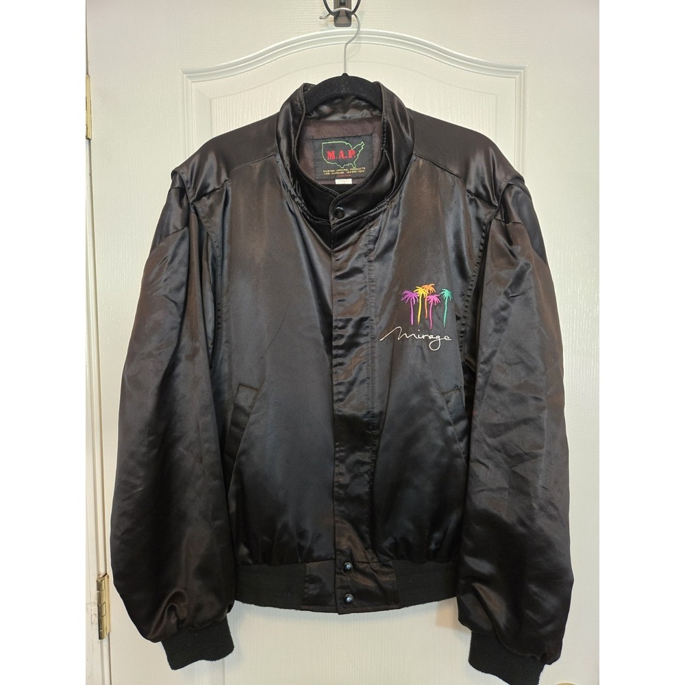 Vintage Mirage Hotel Black Bomber Jacket Size Large. Las Vegas
